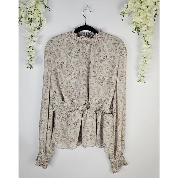 Perfectly Priscilla Plus Size 3XL Floral Smocked Blouse Cottagecore Peplum Top - Picture 3 of 12